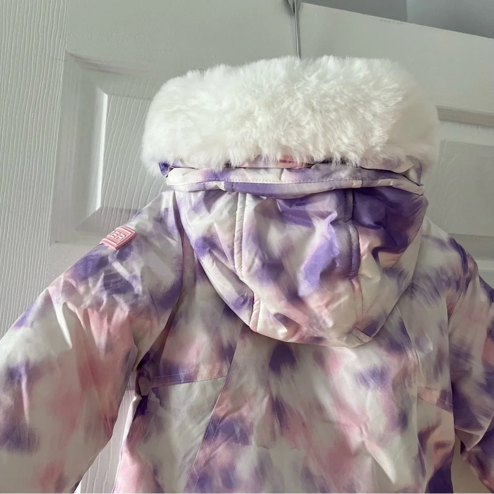 Spyder Kids Purple and Pink Tie-Dye Puffer Jacket